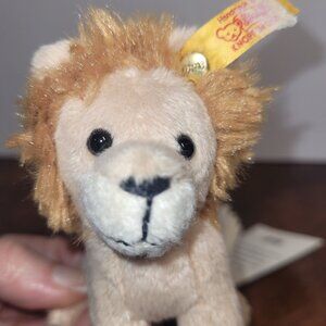 Steiff Lion Plush Keychain Pendant Button in Ear W/ Original Tags Vintage Beige